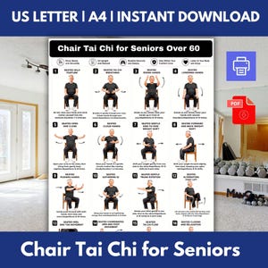 Tai Chi en silla para personas mayores de 60 años: Guía de ejercicios imprimible (descarga digital)