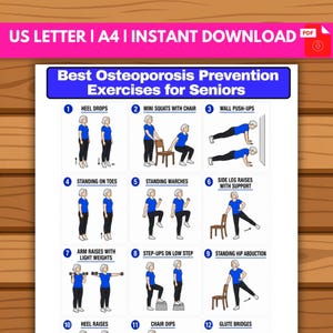 Osteoporosis Prevention Exercises for Seniors Poster, Bone Health Workout (Digital Download)