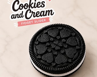 Fidget Slider a forma di biscotti e crema / Giocattolo sensoriale a forma di biscotto a forma di cuore, portachiavi antistress