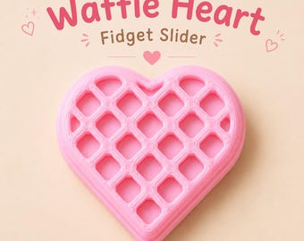 Waffelherz-Fidget-Slider | Individuell 3D-gedrucktes Spielzeug | Magnetischer EDC-Fidget | Sensorischer Stressabbau