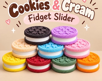 Cookies and Cream Fidget Slider | 2-Piece Cookie Fidget Toy | 3D Printed Fidget | Stress Relief Fidget