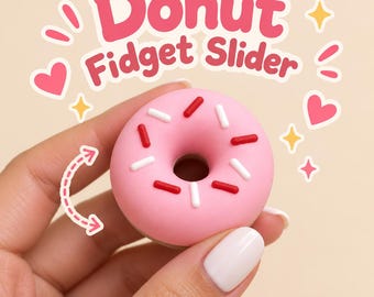 Donut-Fidget-Slider | 3D-gedrucktes magnetisches Fidget-Spielzeug | Geräuschloses sensorisches Schreibtischaccessoire | Personalisierbares Geschenk für jeden Tag