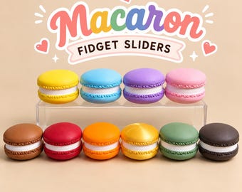 Macaron Fidget Slider | Custom 3D Printed Magnetic Fidget Toy | Quiet Desk Toy | Sensory EDC Gift