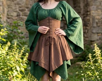 Renaissance Festival Outfit for Women, Medieval Corset Dress for Larp Event, Fairy Costume Ren Faire, Cottagecore Halloween Gift for Her