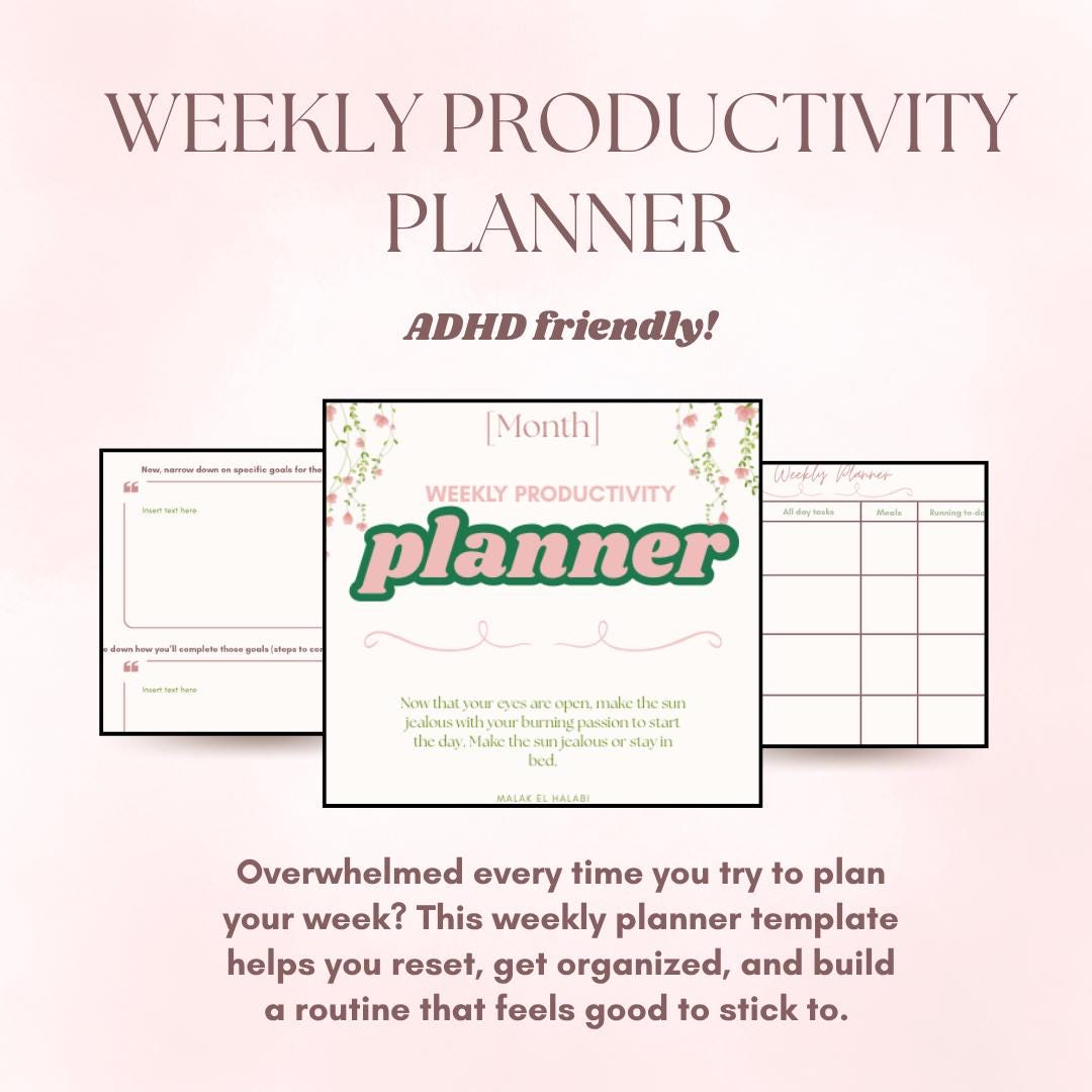 ADHD Friendly Weekly Planner | Goal Setting, Habit Tracker (digital ...