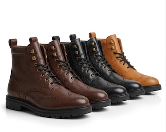 Men's Scottish Leather Kilt Boot - Ghillie Brogues Boots Traditional Kilts Boots Available in 3 Colors