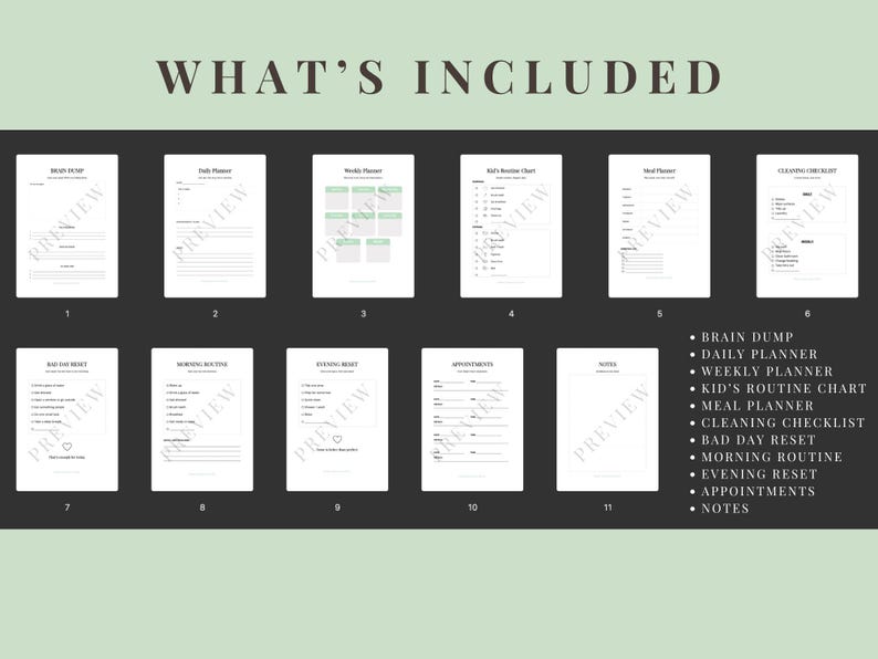 Utskrivbar mammaplanerare för ADHD | Daglig rutin och hjärndump | Överväldigande mammaorganisatör i PDF-format | Rutinschema för barn, måltidsplanerare bild 2