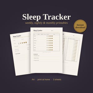 Schlaftracker zum Ausdrucken (A4) | ​​Wöchentliches Schlafprotokoll, Schlaftagebuch & monatliche Schlafübersicht | Schlafgewohnheiten-Tracker als PDF herunterladen