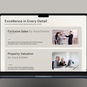 Modelo de site imobiliário moderno "Aura Estate" | Layout para gestão de propriedades de luxo | Design responsivo para sites de corretores de imóveis | Download imediato