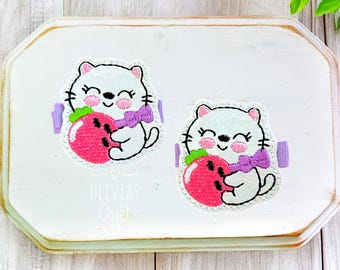 Kitty Strawberry hair clip