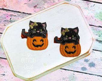 Pumpkin Kitty hair clip