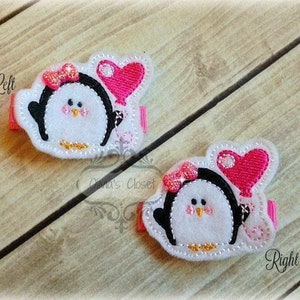 Penguin heart hair clip