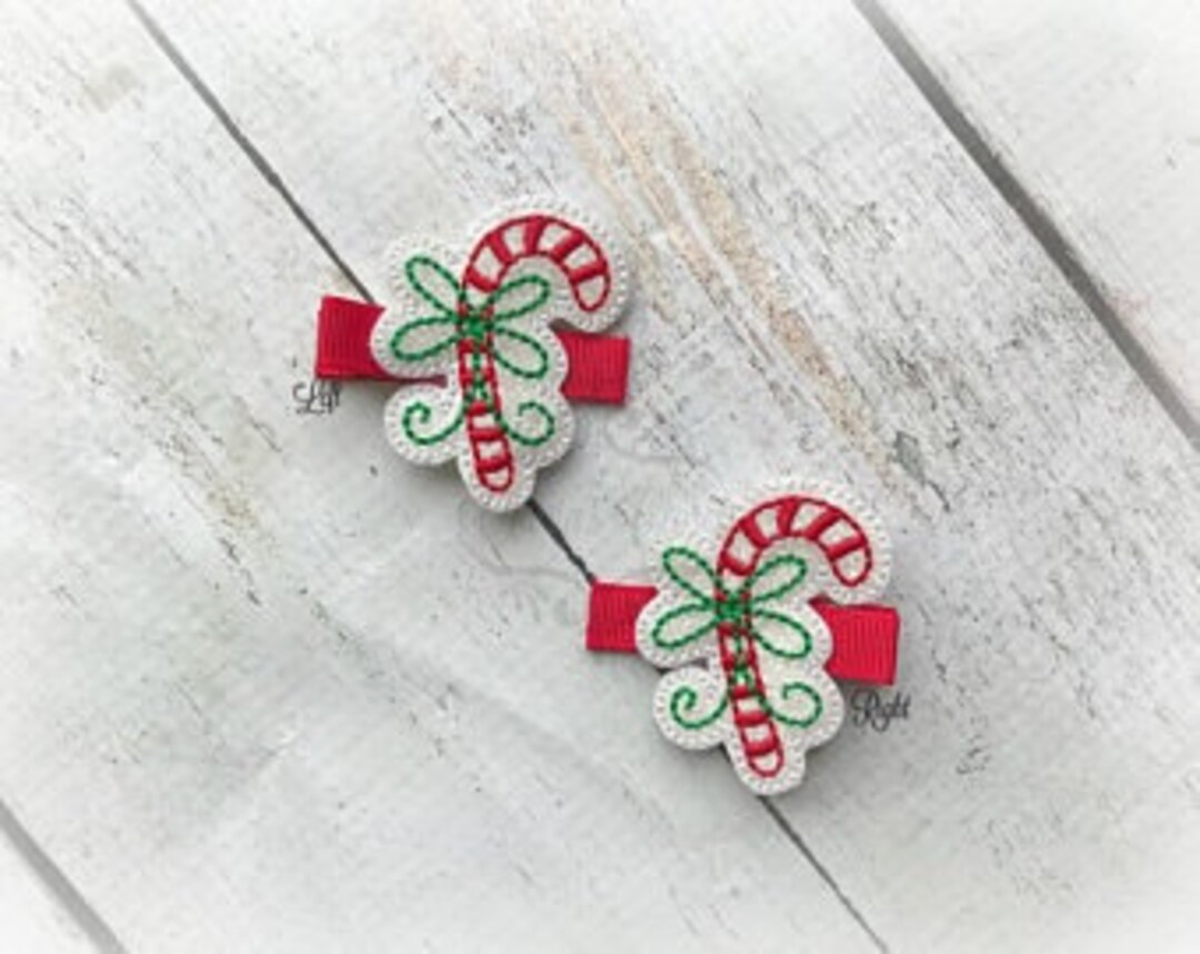 Candy Cane Hair Clip Etsy