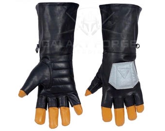 Din Djarin Mandalorian Leather Gloves Handmade | Star Wars Cosplay Gloves | Beskar Armor Inspired Costume Accessories | Mando Gloves Men