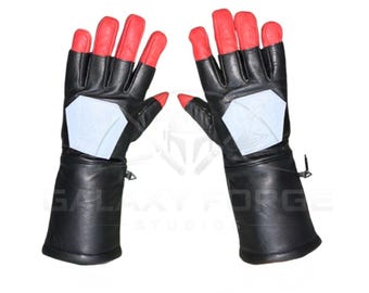 Mandalorian Leather Gloves Inspired by Star Wars, Handmade Cosplay Gloves for Men, Bounty Hunter Costume Accessories