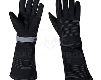 Shadow Trooper Suede Leather Gloves | Star Wars Inspired Black Cosplay Gloves | Long Gauntlet Gloves | Handmade Costume Accessories for Men