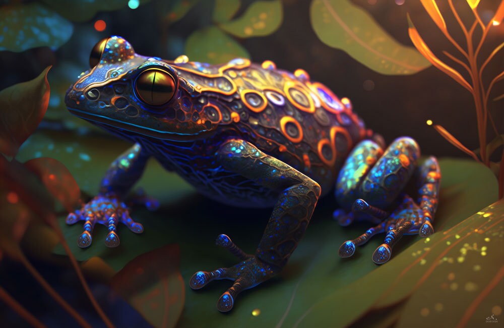 Psychedelic Frog Toad UV tapestry, Blacklight Reactive Wall Hanging, Neon Backdrop, DMT Art, Visionary Tapestry, Trippy UV Reactive Wall Art