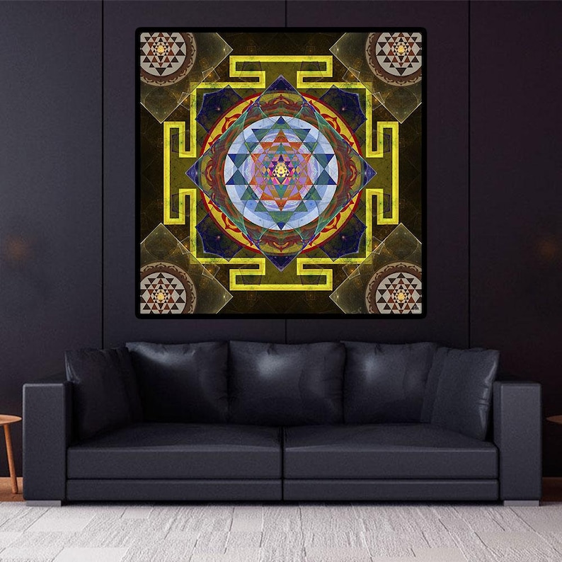 Sri Yantra Wall Hanging Sacred Geometry Tapestry Puma Etsy