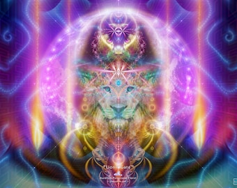 Lion&#39;s Gate Tapestry: Psychedelic Spiritual Wall Hanging