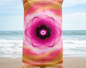 Yoga Towel, perfect for your practice of any Yoga and Hot Yoga, Gym, Workout, Meditation, Spa, Massage and Beach, Flower of Love Artwork