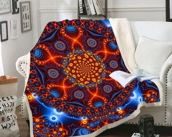 Psychedelic Throw Blanket | Trippy Fleece Blanket | Cactivated DNA