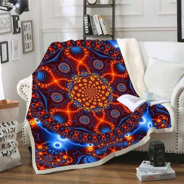 Psychedelic Throw Blanket | Trippy Fleece Blanket | Cactivated DNA