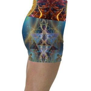 Sun Matrix High Waisted Shorts: Sacred Geometry Rave Outfit