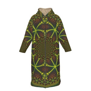 Psychedelic Sherpa Fleece Cloak: Festival Hooded Cape