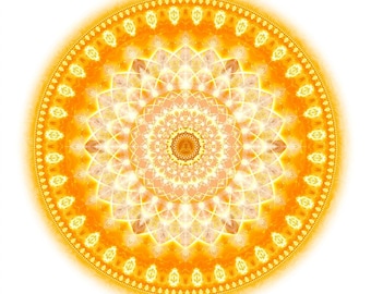 Golden Samadhi Mandala Art Print: Spiritual Meditation Decor