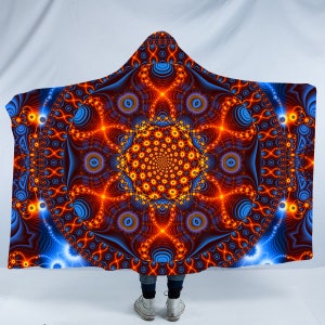 Psychedelic Sherpa Hooded Blanket: Cactivated DNA Art