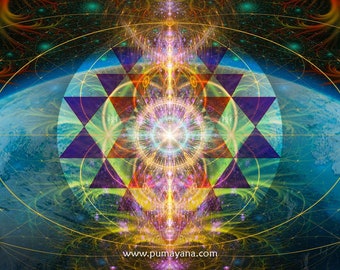 The Cosmic Key Tapestry | Wall Hanging | Flower of Life| Meditation | Spiritual | Sacred Geometry| Art