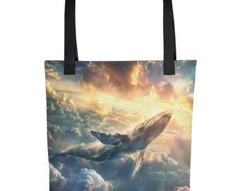 Healing Whale Tote Bag, Psychedelic Art Bag, Spiritual Shopping Tote, Unique Beach Bag, Yoga Tote, Festival Party Bag, Visionary Art Gift