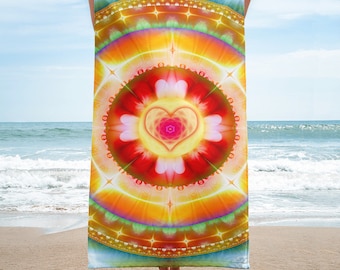 Yoga Towel, perfect for your practice of any Yoga and Hot Yoga, Gym, Workout, Meditation, Spa, Massage and Beach, Love Temple Artwork