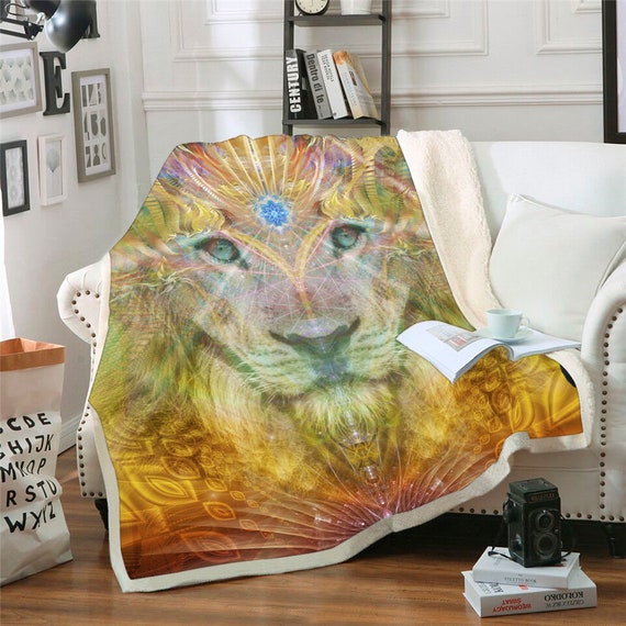 Lion Throw Blanket Sherpa Fleece Blanket Soft Atlan the King Etsy UK