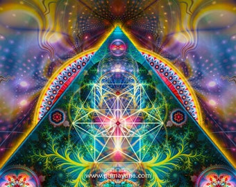 シャーマンの入門タペストリー：サイケデリックな神聖幾何学模様の壁掛け