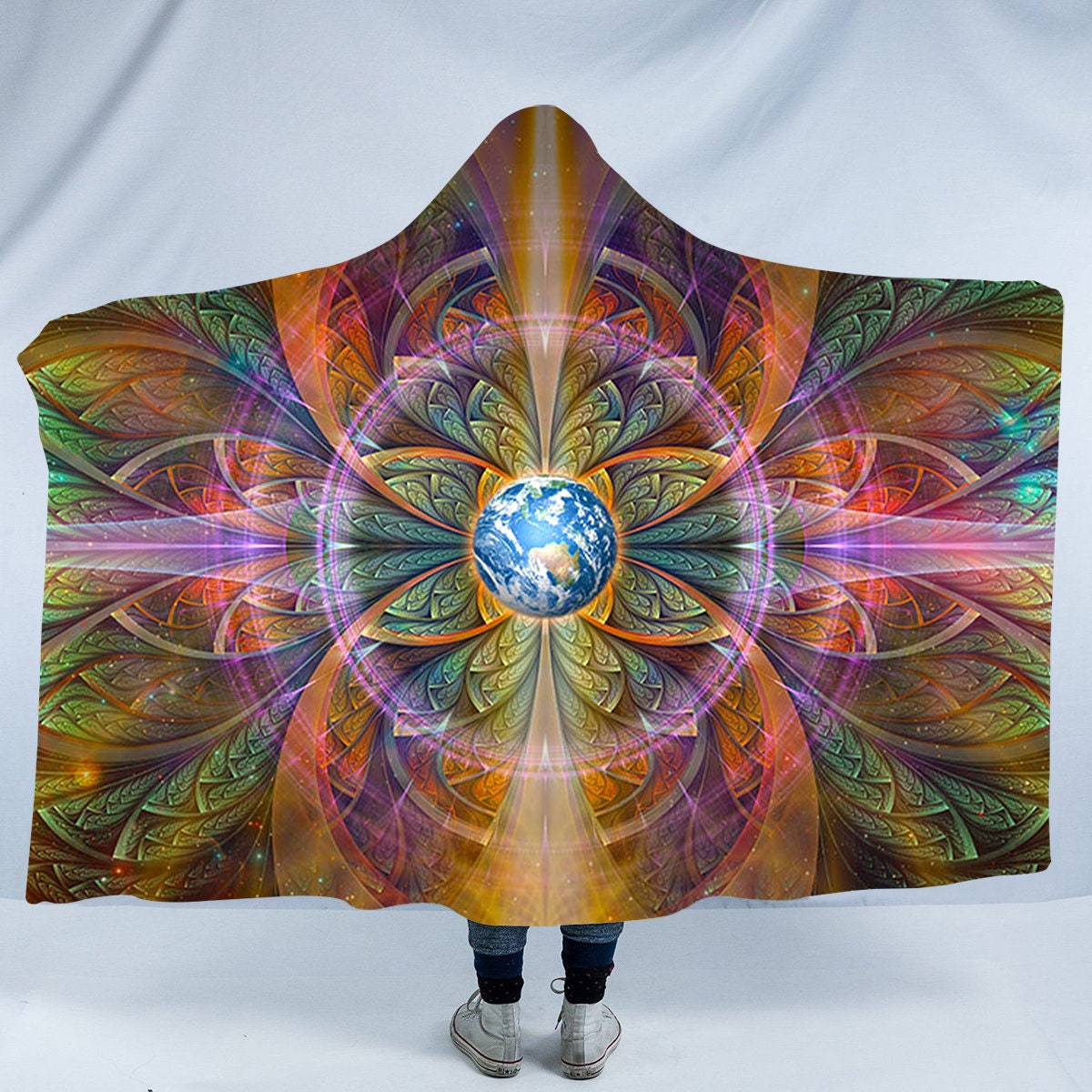 Mushroom Oodie Mushroom Hooded Blanket Fractal Mandala Hooded Blanket –  Insta Buddha