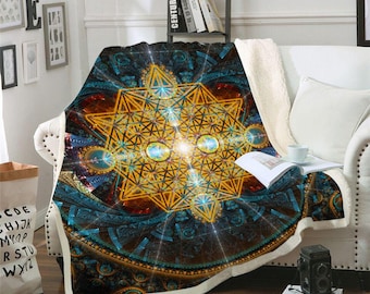 Sacred Geometry Throw Blanket | Sherpa Fleece Blanket | Equilibrium