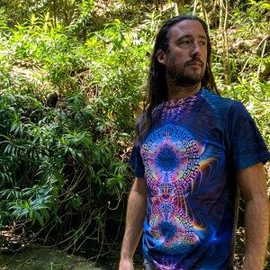 Men&#39;s Psychedelic T-Shirt: Trippy Sacred Geometry Rave Tee