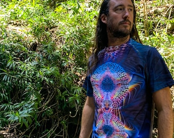 Camiseta psicodélica masculina: camiseta rave Trippy Sacred Geometry