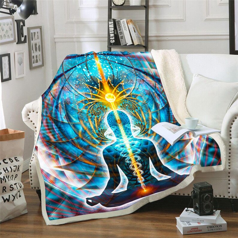 Chakra Throw Blanket Meditation Fleece Blanket Galactic Etsy