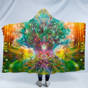 Dear Mother Tree Hooded Sherpa Blanket: Festival Meditation Blanket