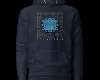 Equilibrium Unisex Hoodie: Sacred Geometry, Flower of Life