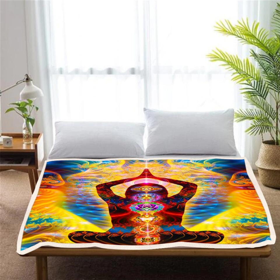 Chakras Throw Blanket Meditation Fleece Blanket Cosmic Etsy