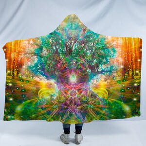 Manta Sherpa con capucha del Árbol de la Vida: Sudadera con capucha para festivales