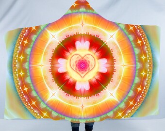 Herz Chakra Kapuzendecke : Tragbare Sherpa Fleece Decke