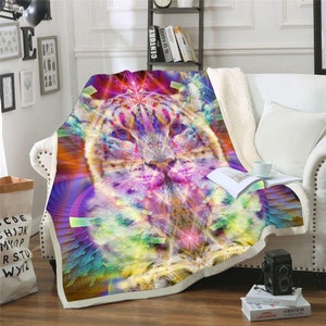 Snow Leopard Throw Blanket | Sherpa Fleece Blanket | Soft | Ayana