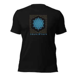 Unisex t-shirt, Equilibrium, 64 tetrahedrons Sacred Geometry Shirt Limited Edition by Pumayana, Flower of Life, Metatron Cube, Yoga Top