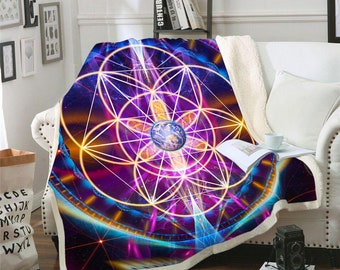 Coperta Fiore della Vita / Pile Geometria Sacra / New Earth