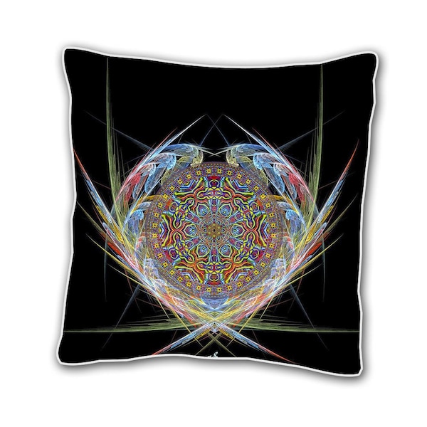 Shamanic Dreamcatcher Throw Pillow Cover: Visionary Art Cushion (18x18)