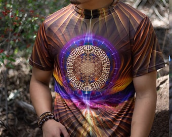 Männer psychedelisches T-Shirt: Trippy Sacred Geometry Rave Tee